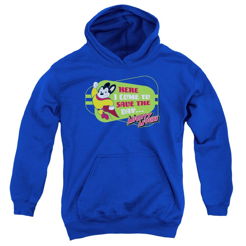 Mighty Mouse Here I Come To Save The Day Youth Pull-Over Hoodie