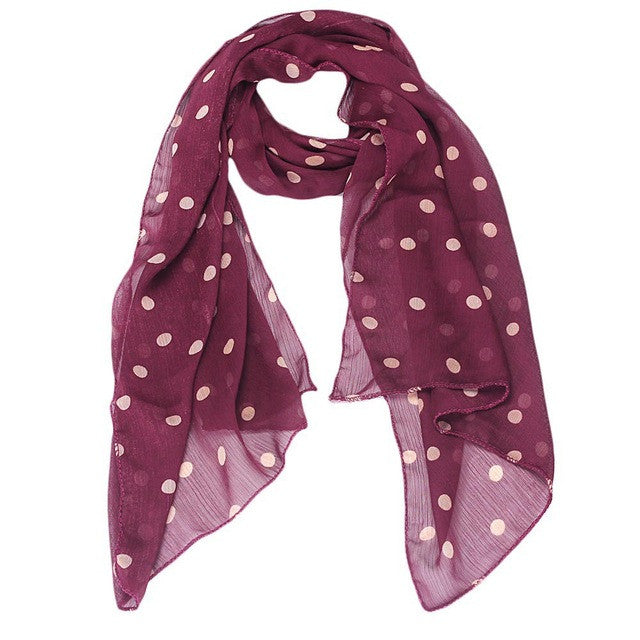 Long Wrap Shawl Polka Dot Chiffon Scarf