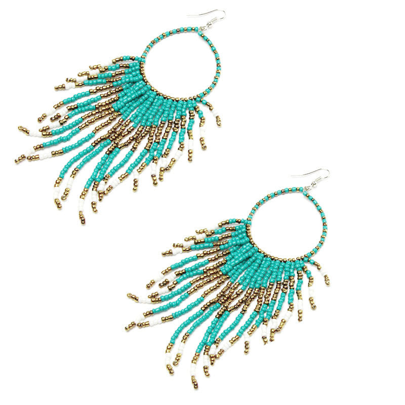 Bohemian Fringed Pendant Drop Earrings