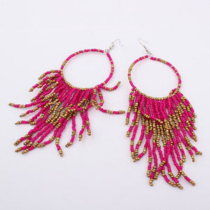 Bohemian Fringed Pendant Drop Earrings