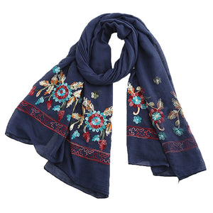 Flower Embroidered Scarf